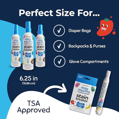 Miss Mouth's Messy Eater Stain Treater Spray - 4oz 3 Pack Stain Remover - Newborn & Baby Essentials - No Dry Cleaning Food, Grease, Coffee Off Laundry, Underwear, Fabric - style: 3 Pack (4oz)