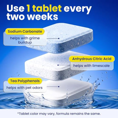Washing Machine Cleaning Tablets for Pet Owners to Remove Pet Hair, Odor, Grime Buildup – Enzymatic Washing Machine Cleaner Tablets for HE, Front, Top Load Washers – Septic System Safe – 24 pcs