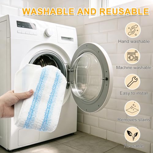 Mop Pads for OCedar H2prO Flat Mop System, 6 Pack Mop Heads Replacements for Ocedar H2prO Flat Mop, Microfiber Reusable Machine Washable Durable Long-Lasting Mop Refills Safe on Various Floors