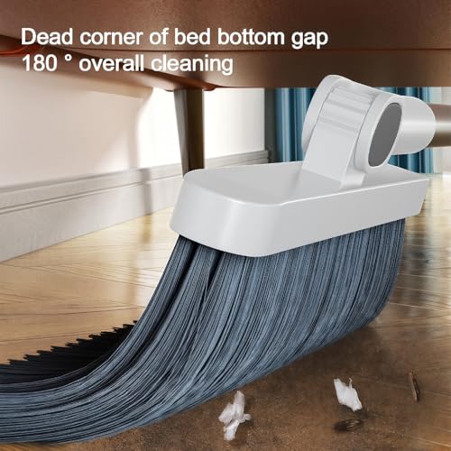 Broom and Dustpan Set, Long Handle Standing Broom with Self-Cleaning Comb Teeth, Heavy Duty Broom Dustpan Combo for Home Kitchen Office Floor Pet Hair Cleaning (White) - color: White