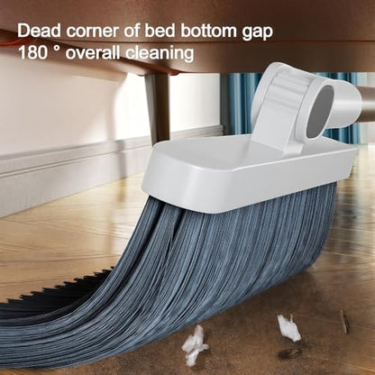 Broom and Dustpan Set, Long Handle Standing Broom with Self-Cleaning Comb Teeth, Heavy Duty Broom Dustpan Combo for Home Kitchen Office Floor Pet Hair Cleaning (White) - color: White