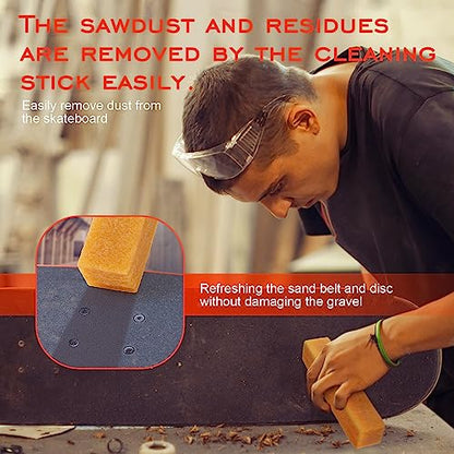 Sanding Belt & Disc Cleaner Stick 1-1/2"x1-1/2 x7-7/8 - Natural Rubber Abrasive Reviver for Woodworking Sanders, Restores Grit & Extends Belt Life