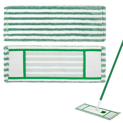 Microfiber Mop Pad Refills Compatible with Libman Wet & Dry Microfiber Mop,Reusable Mop Head Replacement for Multi Surface Floor Wet/Dry Cleaning,2 Pack Microfiber Dust Mop Pads Refills,Green/White