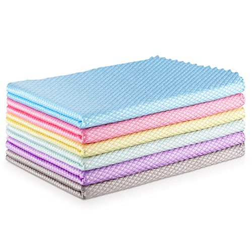 Easy Clean Streak Free Glass Cleaning Miracle Microfiber Cleaning Cloth for Kitchen,Counter,Window,Mirror Lint Free Dish Drying Cloths Glass Polishing Rag,All-Purpose,Reusable,Nanoscale Pack of 6 - color: 6 Color Assorted