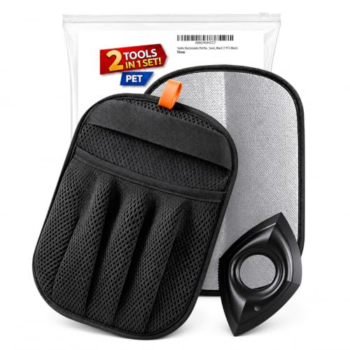 Magic Brush Pet Hair Removal & Mini Pet Hair Remover Tool – Newly Upgraded Reusable Electrostatic Pet Hair Remover Glove for Clothing, Couch, Bed, Carpet & Car Seat (Black) - color: Black