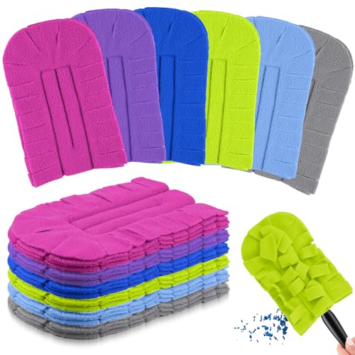 Zubebe 6 Pcs Duster Refill Reusable Fleece Duster Refills Feather Flat Dusters Multi Surface Washable Cleaning Pads Tools for Home, Blinds, Car, Pet, Furniture, Fans (Elegant Color) - color: Elegant Color