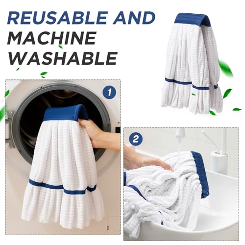 Hushee 12 Pack Large Microfiber Tube Mop Heads 18 oz Heavy Duty Commercial Industrial Wet Mop Head Refill Reusable Machine Washable Looped End Mopheads for Hardwood, Tile, Laminate Floors (White) - color: White