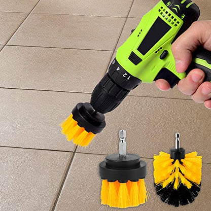 Kichwit 4 Inch Drill Power Brush Tile Scrubber Scouring Pads Cleaning Kit, 2 Inch Small Brush Included, Heavy Duty Household Cleaning Tool (Drill NOT Included) - size: 4 Inch + 2 Inch