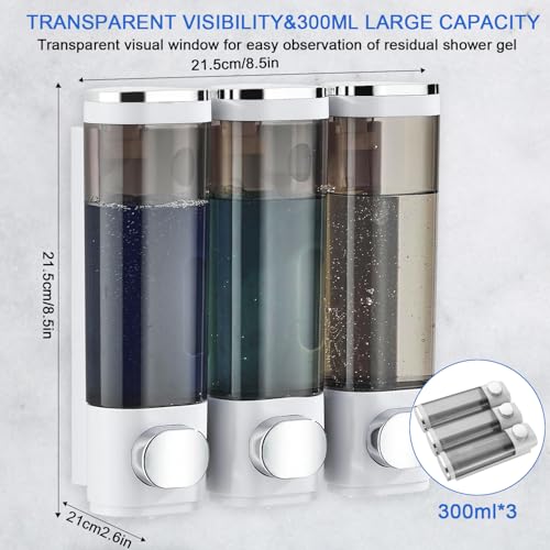 Shampoo and Conditioner Dispenser Shower Soap Dispenser Shampoo Dispenser Body Wash Dispenser for Bathroom,Large Capacity, White Silver - color: White