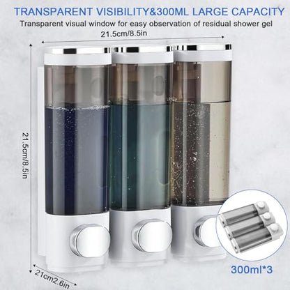 Shampoo and Conditioner Dispenser Shower Soap Dispenser Shampoo Dispenser Body Wash Dispenser for Bathroom,Large Capacity, White Silver - color: White