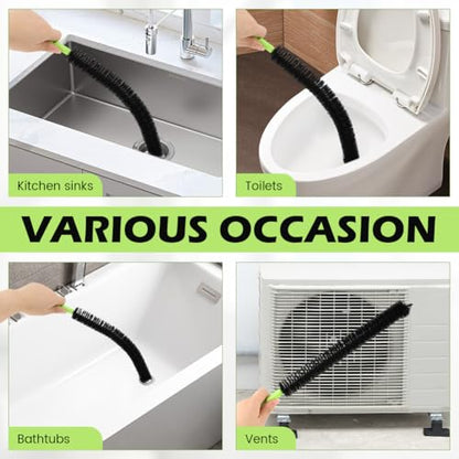 2 Pcs Drain Clean Brush Set,with 2 S-shape Hooks Extended Dryer lint Removal Brush Drain Clog Remover for Toilet, Kitchen Sink, Sewer Drain, Bathroom Tub(size:16 inch)