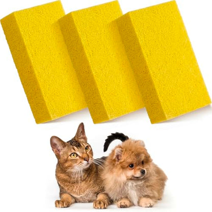 3 Pack Pet Hair Remover Sponge Cat and Dog Hair Sponge Rubber Pet Fur Lifter Removal Tool, Remove from Furniture, Carpet, Bedding, Clothing, 6.26 x 3.28 x 1.89 Inch (Yellow) - color: Yellow