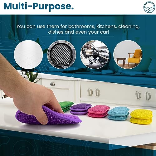 – 10 Kitchen Sponges Pack– Washable and Reusable Dishes Sponge Rubber – 6 X 3 inches - Multicolored