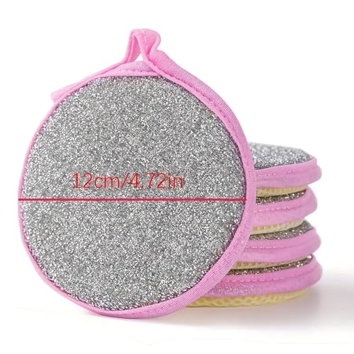 5pcs Double-Sided Dishwashing Sponges – Non-Scratch Pan & Pot Cleaning Tools – Durable Household Kitchen Scrubbers for Tableware - Yellow