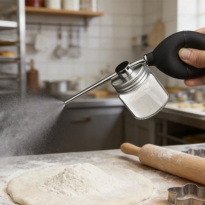 Powder Spray Bottle Garden Duster Applicator, Durable Handheld Cleaning Spray Tool, Suitable Powder Sprayer for Dust Removal of Plant Leaves, Greenhouse Maintenance, Horticultural Care Silver