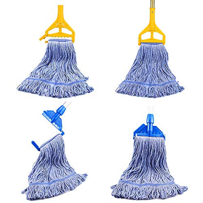 String Mop Heads Replacement Heavy Duty Commercial Grade Blue Cotton Looped End Wet Industrial Cleaning Mop Head Refills (1, Large) - color: 1 Piece Pack, size: Large (Pack of 1)