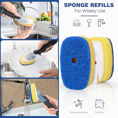 Sponge Brush Refills for OXO Dish Brush, 8 Pack Soap Dispensing Dish Refills, Scrub Replacement Head for Scrubber, Sponge Replacement Head Fits Soap Dispensing Handle - color: Blue-8pack
