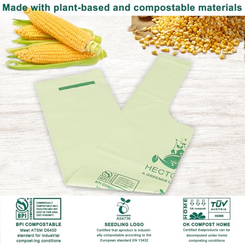 HECTOLIFE 2.6 Gallon 300 Count,Compostable Bags Handle Tie,Tear Resistant Kitchen Food Scrap Waste Bag, ASTM D6400, US BPI and Europe OK Compost Home Certified - style: 2.6gallon (300count)