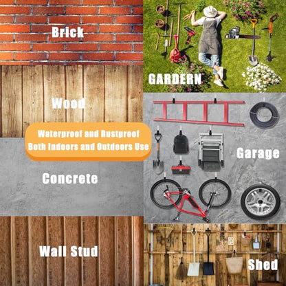Heavy Duty Garage Utility Hooks - Wall Mount Multi-Use Storage Hooks for Hose, Bike, Chainsaw, Leaf Blower, Ladder Hanger (2 Small) - size: 2 Small