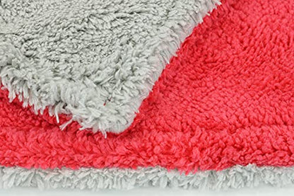 Autofiber Royal Plush Double Pile Microfiber Detailing Towel - Pack of 3, Red/Gray (16 inch x 16 inch, 600 GSM) - color: Red/Gray