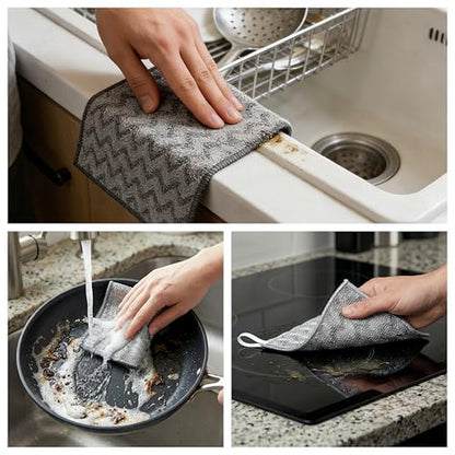 10 Pack Metal Dish Cloth Non Scratch Wire Dishcloth, Reusable Steel Wool Scrubber Pads for Pots Pans Cooktops, Multi Surface Cleaning Cloths Scratch Free Safe for Glass, Wet & Dry Use