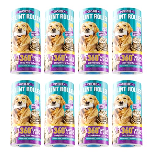 POPCHOSE Lint Rollers for Pet Hair Extra Sticky, 720 Sheet Extra Sticky Lint Rollers for Pet Hair, 8 Sticky Rolls,Dog Cat Hair Remover for Clothes,Furniture,Couch,Lint Roller for Clothes - size: 720 Sheets Refills