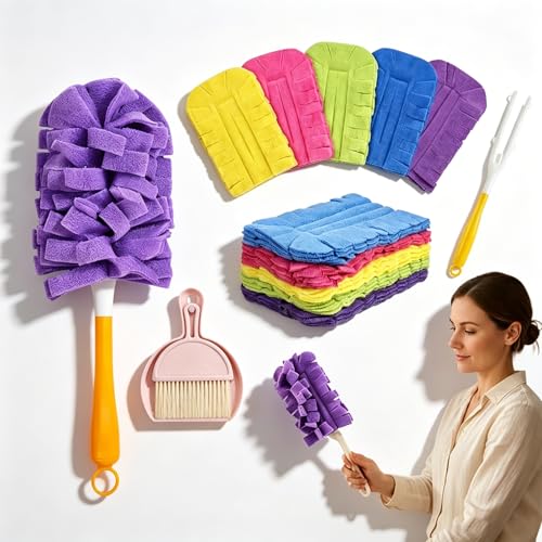 Chenille Duster Replacement Heads, Washable Reusable Chenille Microfiber Dust Duster, 360° Electrostatic Cleaning Pads for Multi-Surface Home, Blinds, Car, Furniture (Standard) - color: Standard