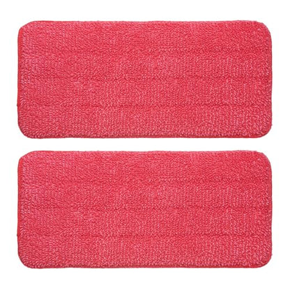 uxcell 2Pcs Microfiber Mop Pads, 11.8x5.5 Reusable Replacement Flat Mop Pad Refills with Hook-and-Loop for Home Office Restaurant Surface/Hardwood Floor Cleaning, Red - color: Red