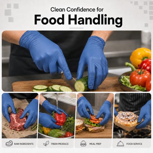 ForPro Disposable Nitrile Gloves, Chemical Resistant, Powder-Free, Latex-Free, Non-Sterile, Food Safe, 4 Mil - color: Indigo, size: Large (Pack of 100)