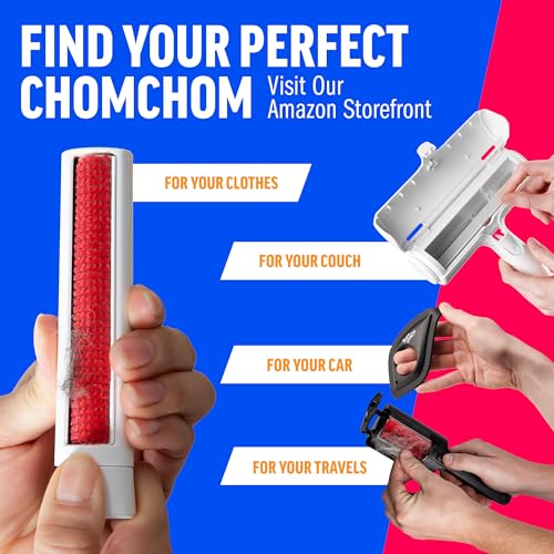 ChomChom Roller Reusable Lint Roller Pet Hair Removal Tool for Clothes, Couches, Cars,Travel - Cat Dog Hair Remover, Compact, No Sticky Refills Needed (Travel Roller)