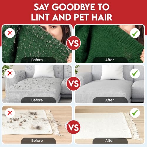 Pet Hair Remover Glove with Silicone Scraper, Reusable Electrostatic Lint & Fur Remover for Dog & Cat Hair on Couch, Carpet, Car Seat, Clothes & Laundry