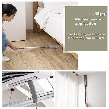 Emcgicc Retractable Gap Dust Cleaner, Microfiber Hand Duster, Under Fridge & Appliance Duster, Telescopic Dust Brush for Wet and Dry, Cleaning Tools for Home Bedroom Kitchen (55.2in, Grey)