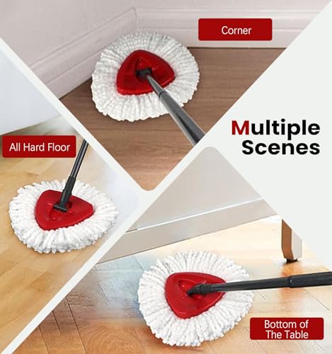 6 Pack Spin Mop Head Replacement for O-Ceda Easy Wring 1-Tank System, Microfiber Mop Refills, 360° Swivel, Deep Cleaning, Machine Washable & Easy to Replace (White) - size: 6-Pack