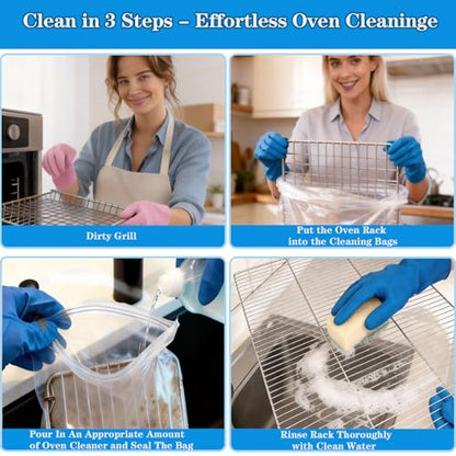 Oven Rack Cleaning Bags, Heavy Duty No Scrub Oven Rack Cleaning Bags, Reusable Leak-Resistant PE Bags for Deep Soaking Grill Grates, BBQ Racks, No Cleaner Included, 3 Pack (15.7''*23.7'') - size: 1 Count (Pack of 3)