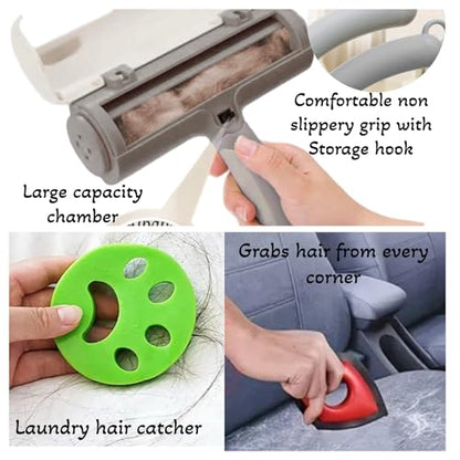 Albab Pet Hair Remover – Reusable Lint Roller – for Couch, Furniture, Clothes, Carpet, Bedding –Cat and Dog Hair –New Self-Cleaning Fur Removal Tool. No Sticky Tape or Adhesive Needed. (Bundle) - color: Bundle