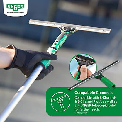 UNGER 79000 ErgoTec Window Squeegee 35cm - Rubber Squeegee Blade, Stainless Steel Channel & Rubber Grip Handle - Window Cleaning Equipment - size: pack de 1 unidad, style: A