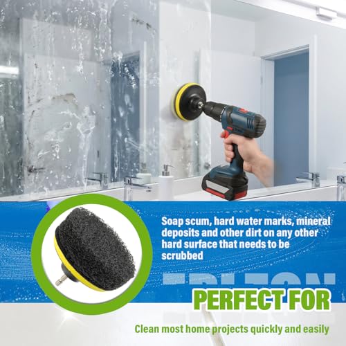 4 Inch Drill Brush Scrub Pads Cleaning Kit, 5X Faster Cleaning, Reusable Double Sided Scrub Pad for Bathroom Shower Tub Tile Grout Kitchen Toilet Hard Surfaces, 9 Pack(Mix Color) - color: Mix Color