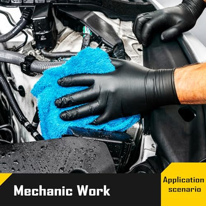 COOLJOB 5 Mil Black Disposable Nitrile Gloves for Men, Heavy-Duty for Household Cleaning, Cooking, Working, Powder Free, S-XL - size: Medium (Pack of 100)