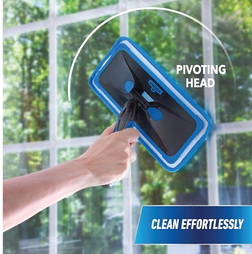 Unger ProClean Connect and Clean Indoor Window Cleaning Kit, Washing Tool with Swivel Head for Tight Corners and Edges, Streak-Free Results on Glass and Mirrors, Reusable Microfiber Pads - size: 1 Count (Pack of 1), style: ProClean Window Cleaning Tool