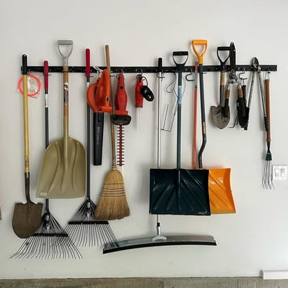 WellMade 64'' Adjustable Garden Tool Organizer, Garage Storage System with Hooks, Wall Mount Tool Organization Rack, Black