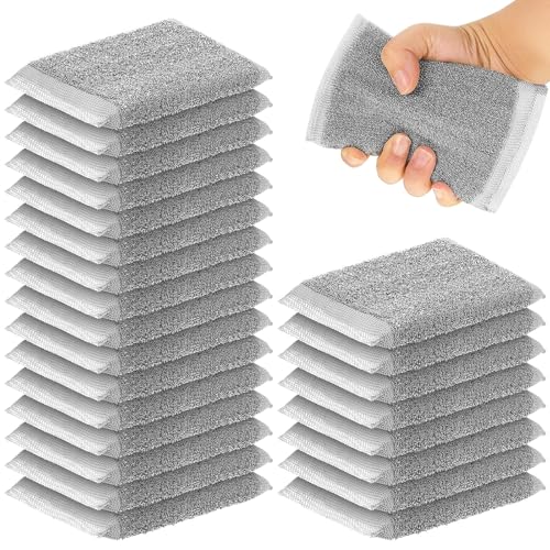 Thyle 24 Pack Steel Wool Scrubber Kitchen Sponges, Heavy Duty Non Scratch Metal Sponges, Reusable Cleaning Scrub Pads for Dishes, Pots, Pans, Sink and Tough Hard Stains (Gray) - color: Gray