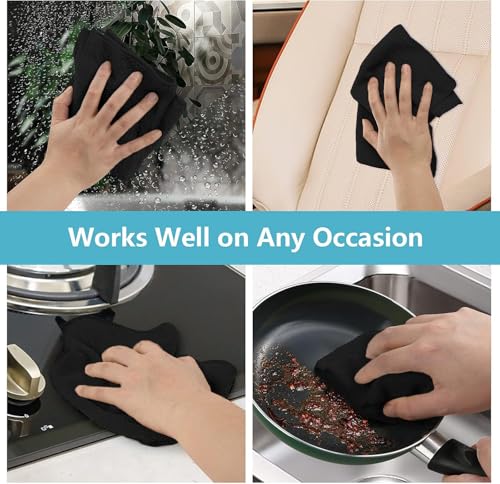 HOMEXCEL Microfiber Cleaning Cloth, Premium Microfiber Towels for Cars, Lint Free, Scratch-Free, Highly Absorbent, Reusable Cleaning Rags for Car, Household, Kitchen, Window(Black,100) - color: Black