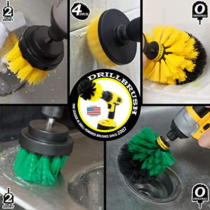 Drillbrush 5 Piece Bundle - Add a 2-inch Flat Brush and Original Brush to Our 3 Piece Bathroom kit to Make The Ultimate Household Cleaning Kit