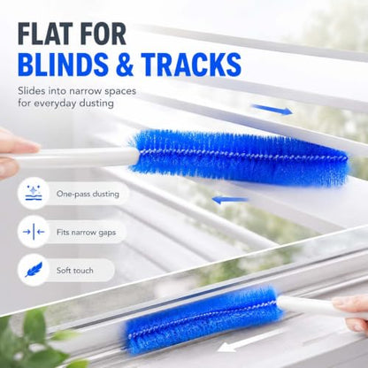 Bendable Microfiber Duster, Reusable Flexible Dust Remover Brush with Soft Fluffy Head, Washable Cleaning Tool for Fans, Blinds, Vents, Window Tracks, Furniture, and Car Interior (4, Gray) - color: Gray