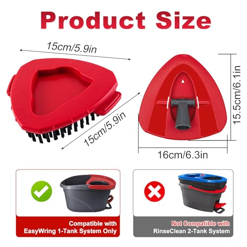 Mop Scrub Brush & Replacement Base for O-Cedar EasyWring 1-Tank | Heavy duty stiff bristle replacement triangle brush & base combo, perfectly fits O-Cedar EasyWring 1-Tank spin mop - size: 1 Scruber + 1 Base