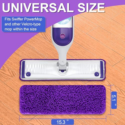 Aifacay Reusable Mop Pads Compatible with Swiffer PowerMop,Power Mop Pad Refill Pads Washable 15.3 * 5.1 Inch, Microfiber Replacement Pad for Multi-Surface Floor Cleaning 6 Pack - color: 6 Pack：purple and Navy Blue