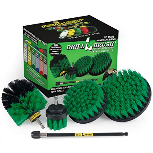 Kitchen Cleaning Supplies - Drill Brush Set with Extension - Counter Scrubbing Brushes, Stove Cleaning Tools - Oven Spot Cleaning Tool - Home Sink Scrubbing Brush Set - Cast Iron Pot Cleaning Brushes - color: Green