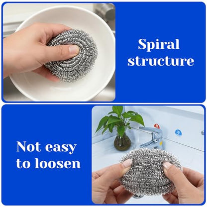 100 Pcs Stainless Steel Scouring Pads Heavy-Duty Metal Sponge Scrubbers for Kitchen & Grill Cleaning, Rust-Resistant Steel Wool for Pots, Pans, Oven 2.5"x1.5"