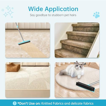 Carpet Rake - 60" Long Handle Pet Hair Removal with Metal Fabric Edge Design,Carpet Broom,Carpet Rake for Carpets, Rugs,Mats,Couch,Stairs(3 pcs) - color: Blue, size: PRO Combo 3