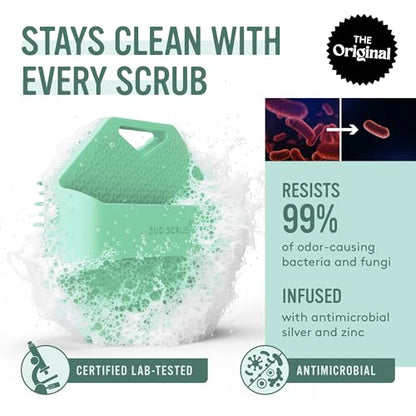 Sud Scrub® Antimicrobial Silicone Body Scrubber, Exfoliating Body Brush for Sensitive Skin, Antibacterial Shower Scrubber for Body, Bathroom Essentials for Men & Women, Mint - color: Mint